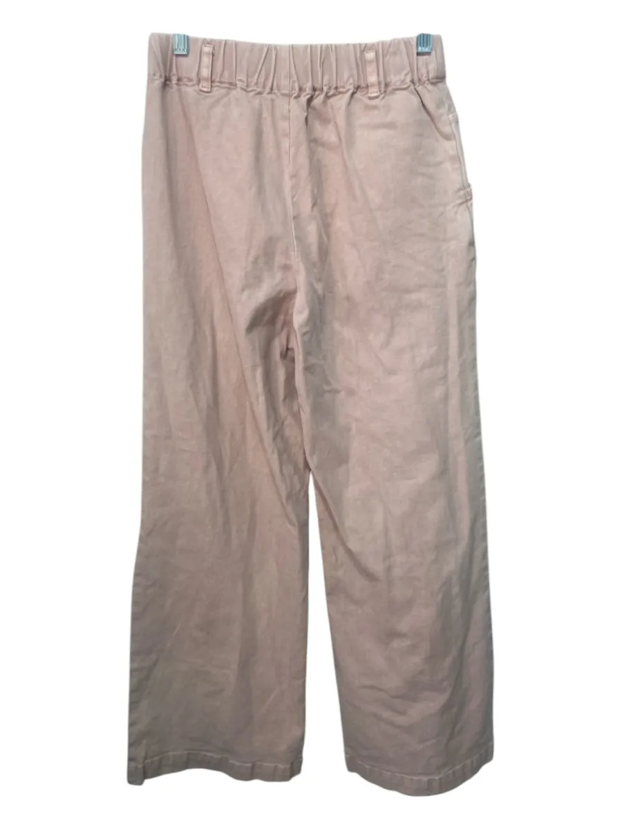 YFB Size S Light Pink Cotton Blend Elastic Waist High Rise Wide Leg Pants