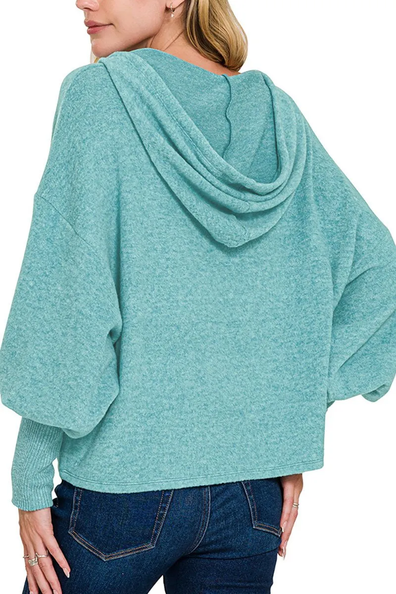 Zenana Norway Dark Teal Brushed Hacci Hoodie